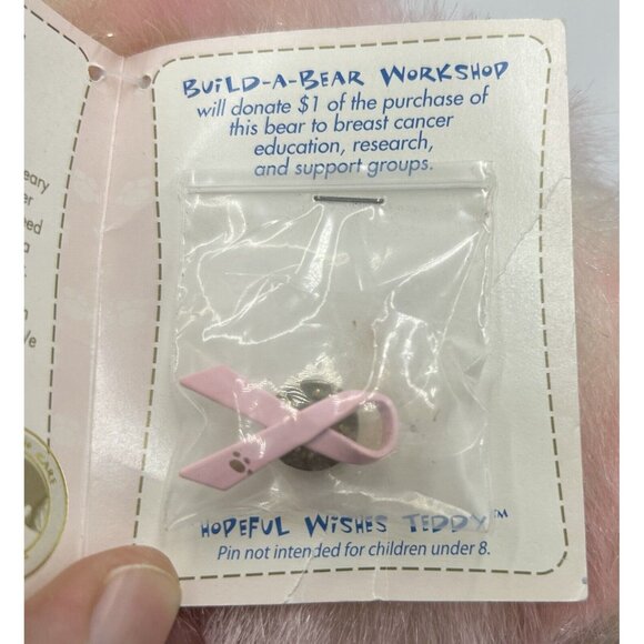 Hopeful Wishes Teddy Build a Bear Breast Cancer Retired with Pink Pin 1997 - Picture 9 of 13